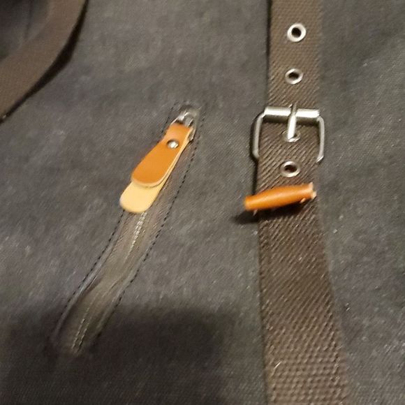 Shangri-la dark denim shoulder bag, zipper and faux leather accents - Picture 3 of 5